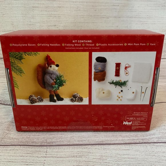 Christmas Fox Needle Felting Kit with Needles Wool Supplies Holiday Craft Decor - Picture 5 of 7